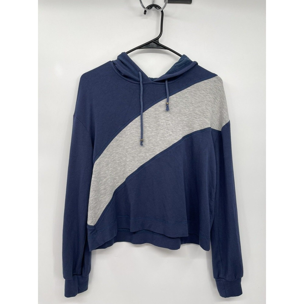 Vimmia Small‎ Hoodie Womens Navy Gray Colorblock Cropped Sweatshirt USA Made